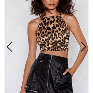 Nasty gal Cheetah Print Tie back crop top